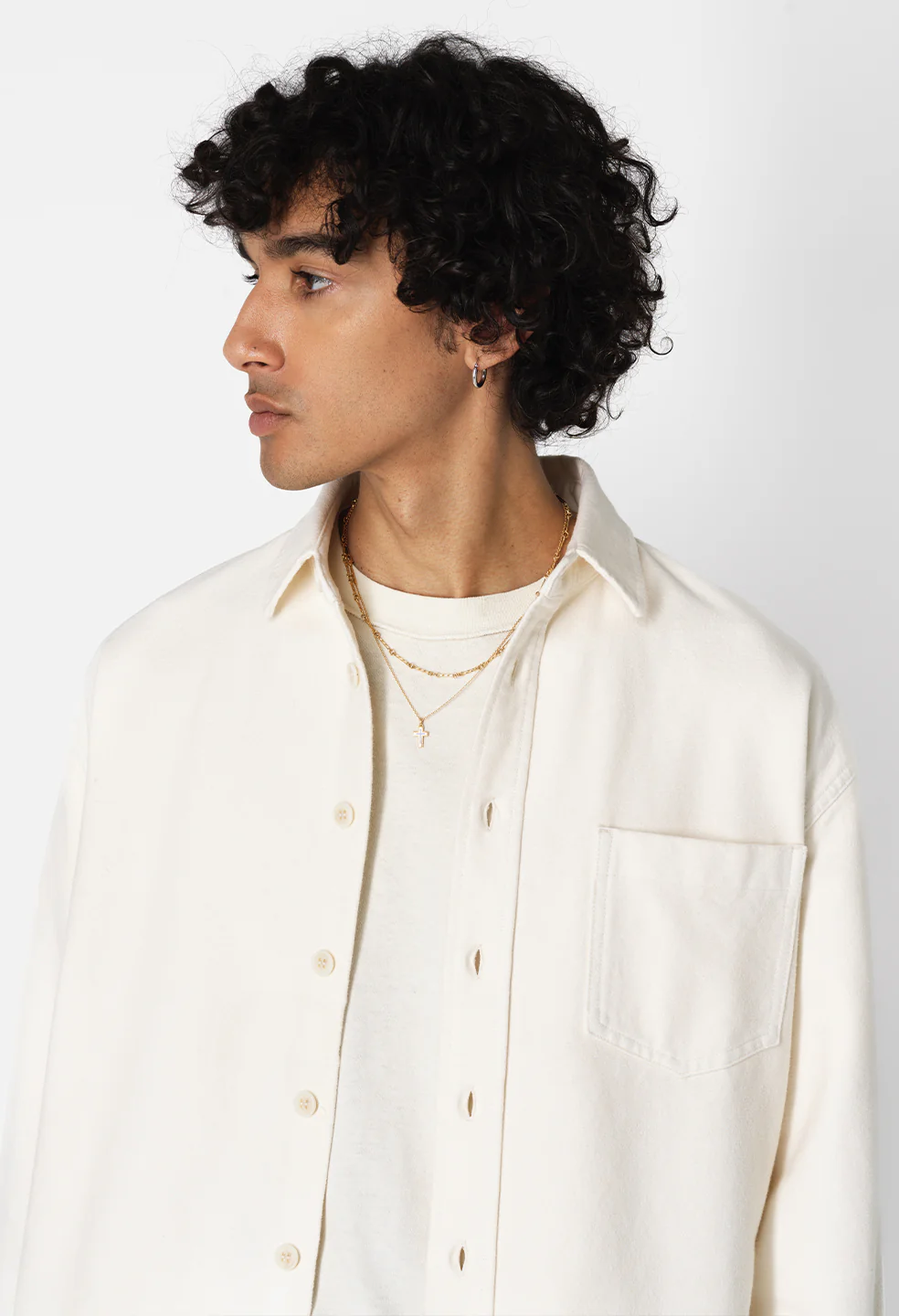 Solid Hemi Oversized Shirt / Salt - Image 3