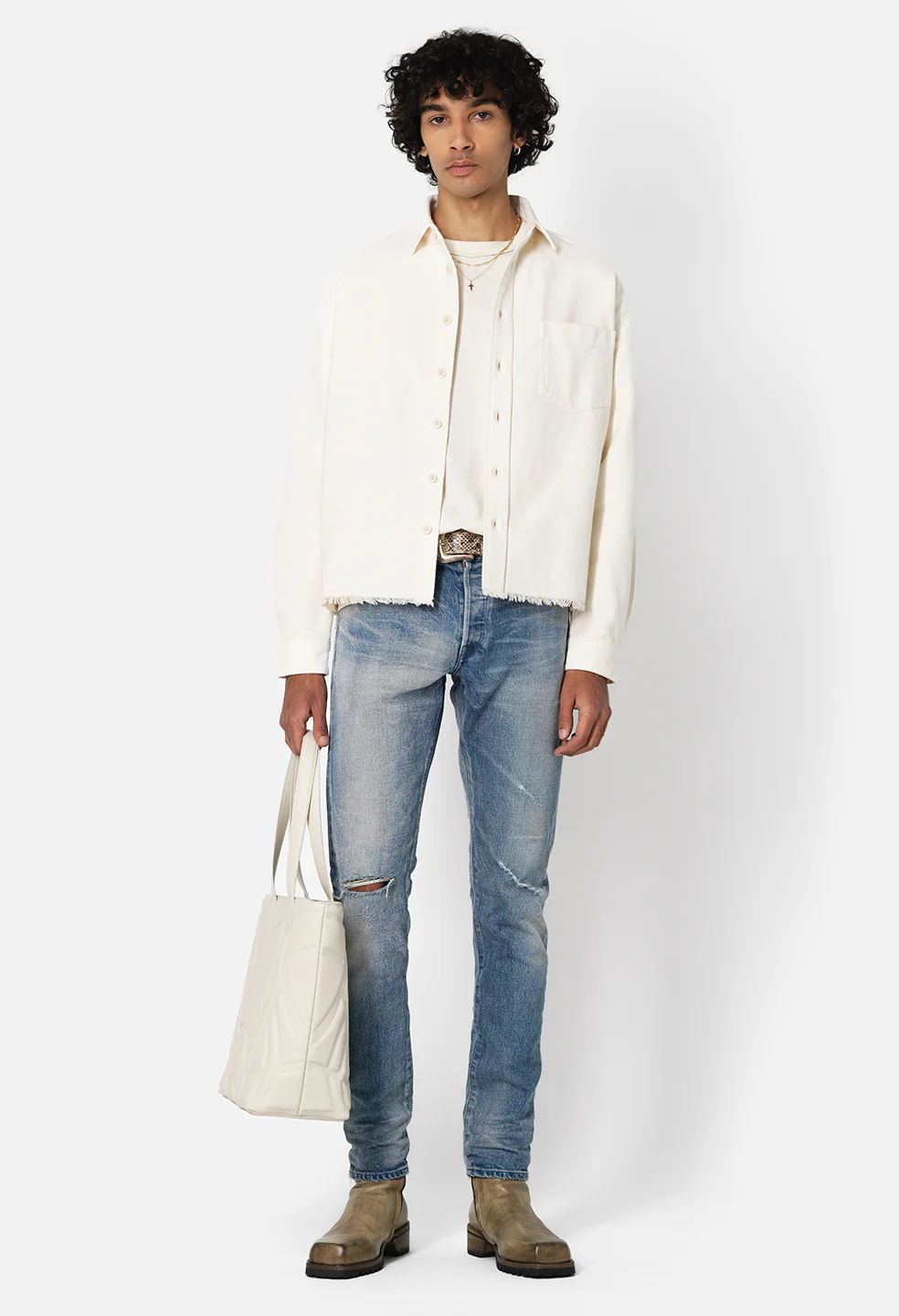 Solid Hemi Oversized Shirt / Salt - Image 4