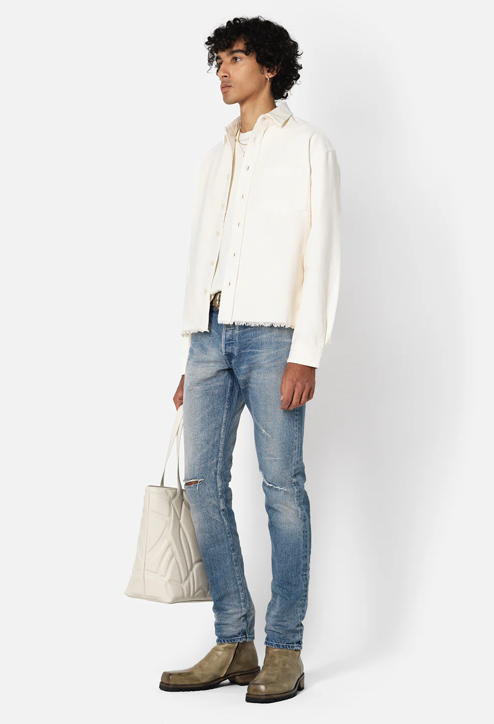 Solid Hemi Oversized Shirt / Salt - Image 5