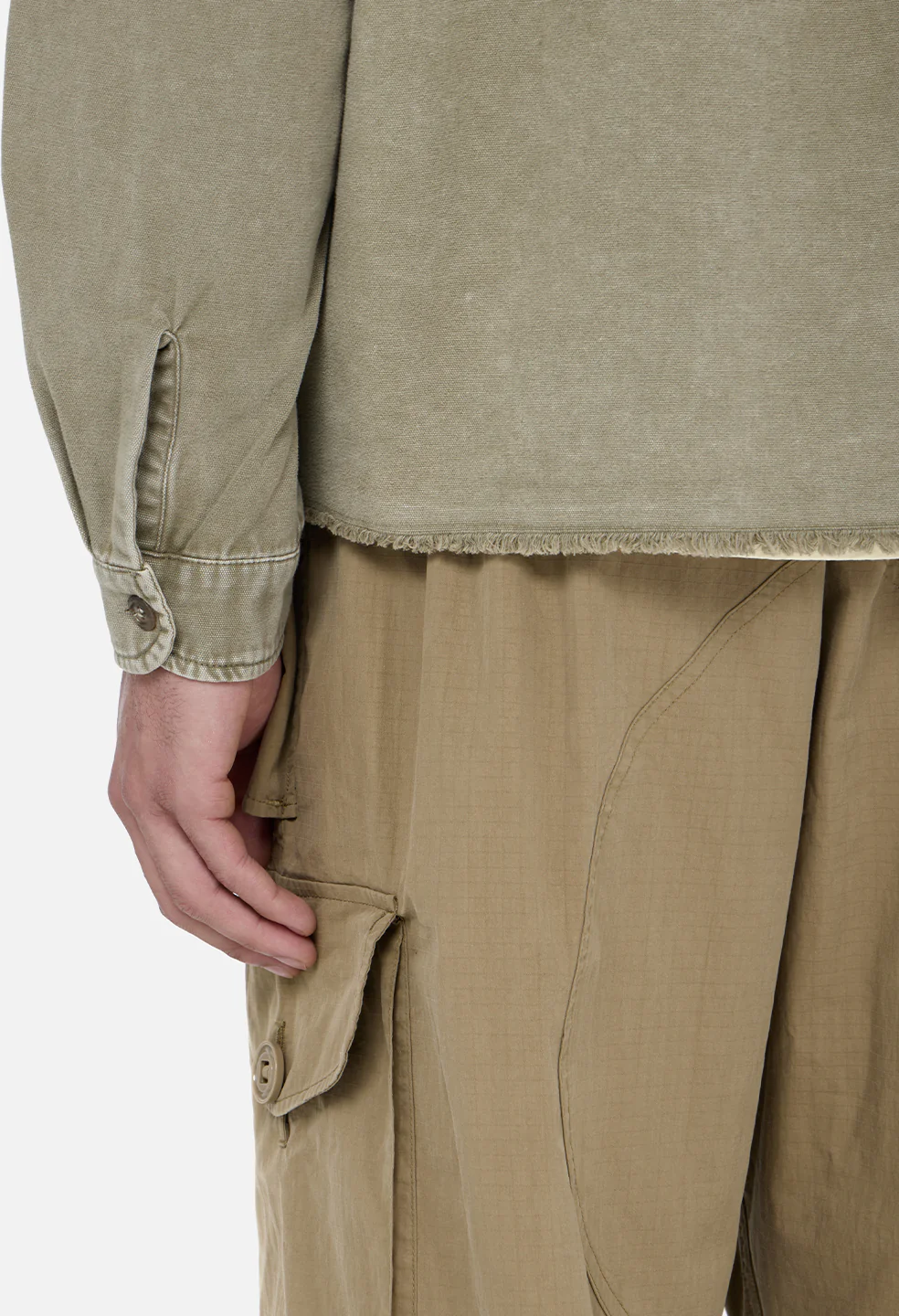 Solid Hemi Oversized Shirt / Washed Khaki - Image 6