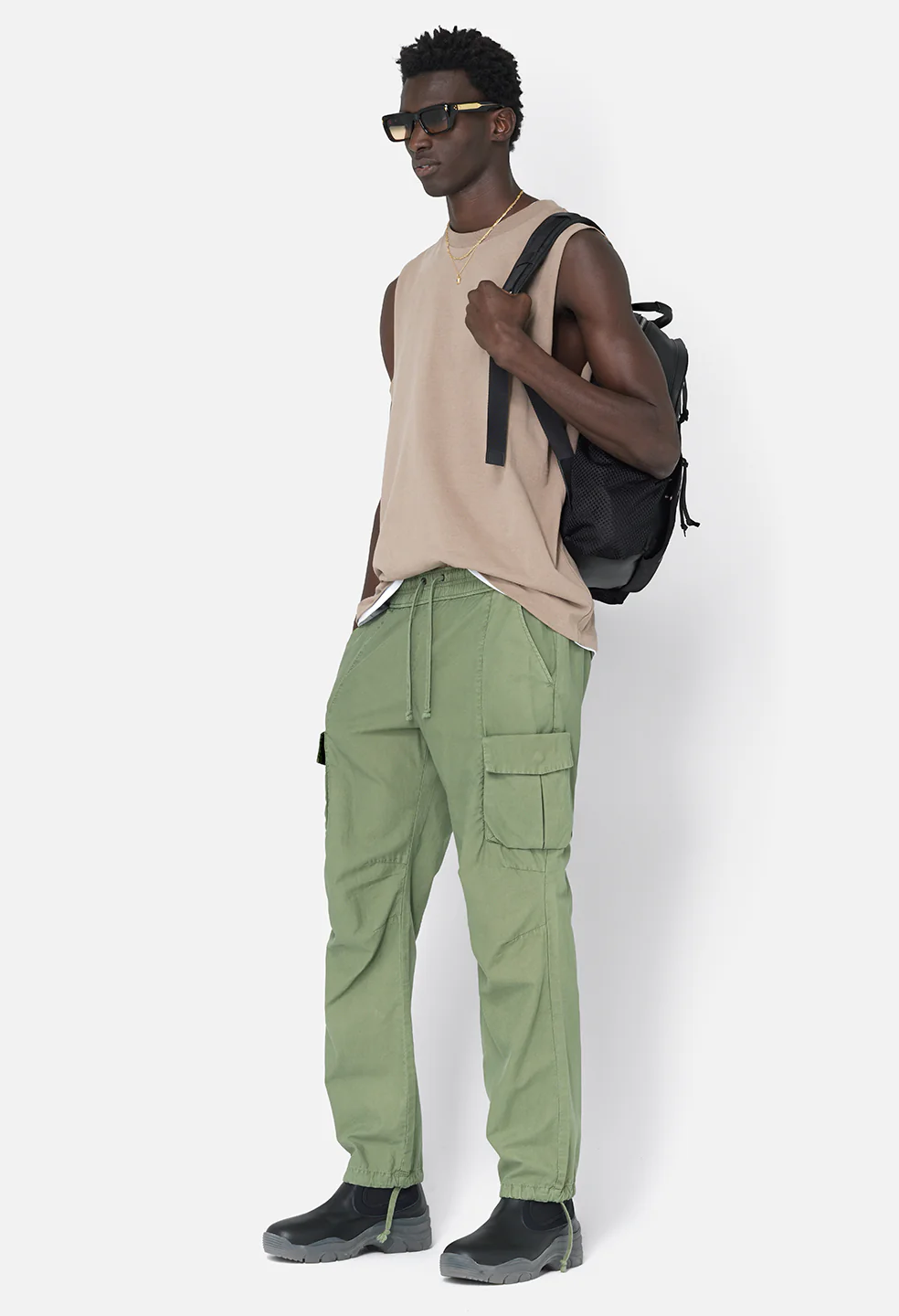 Back Sateen Cargo Pants / Olive - Image 4