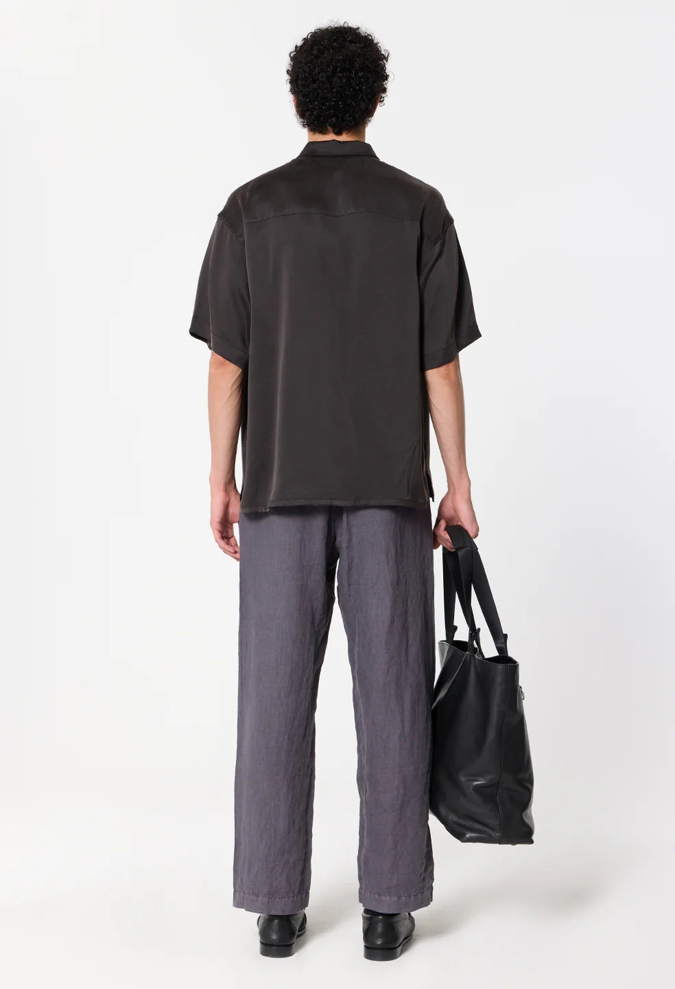 Brushed Silk Button Up / Black - Image 6