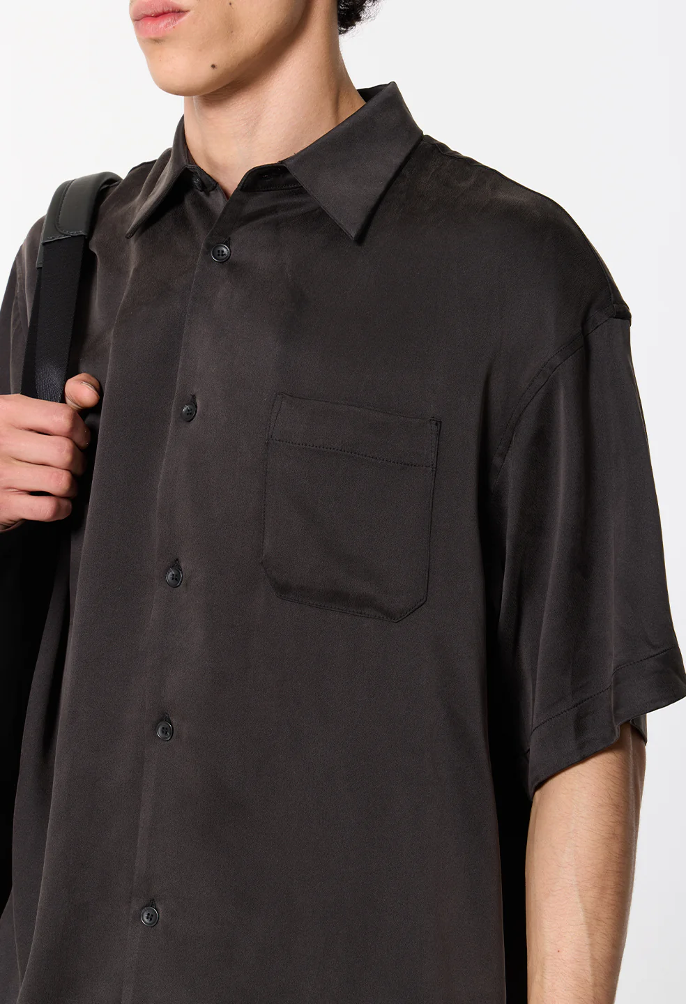 Brushed Silk Button Up / Black - Image 7
