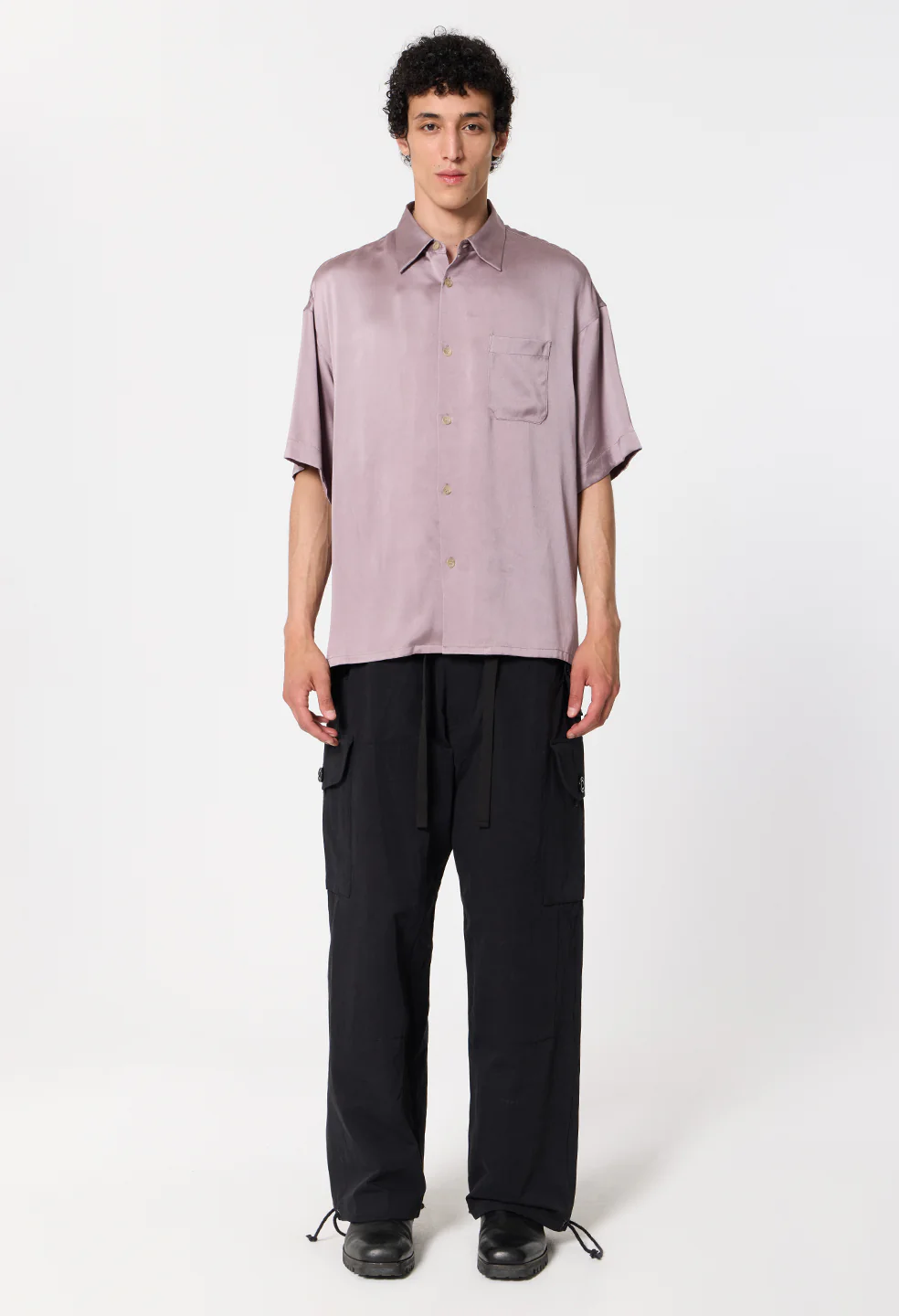 Brushed Silk Button Up / Plum - Image 4