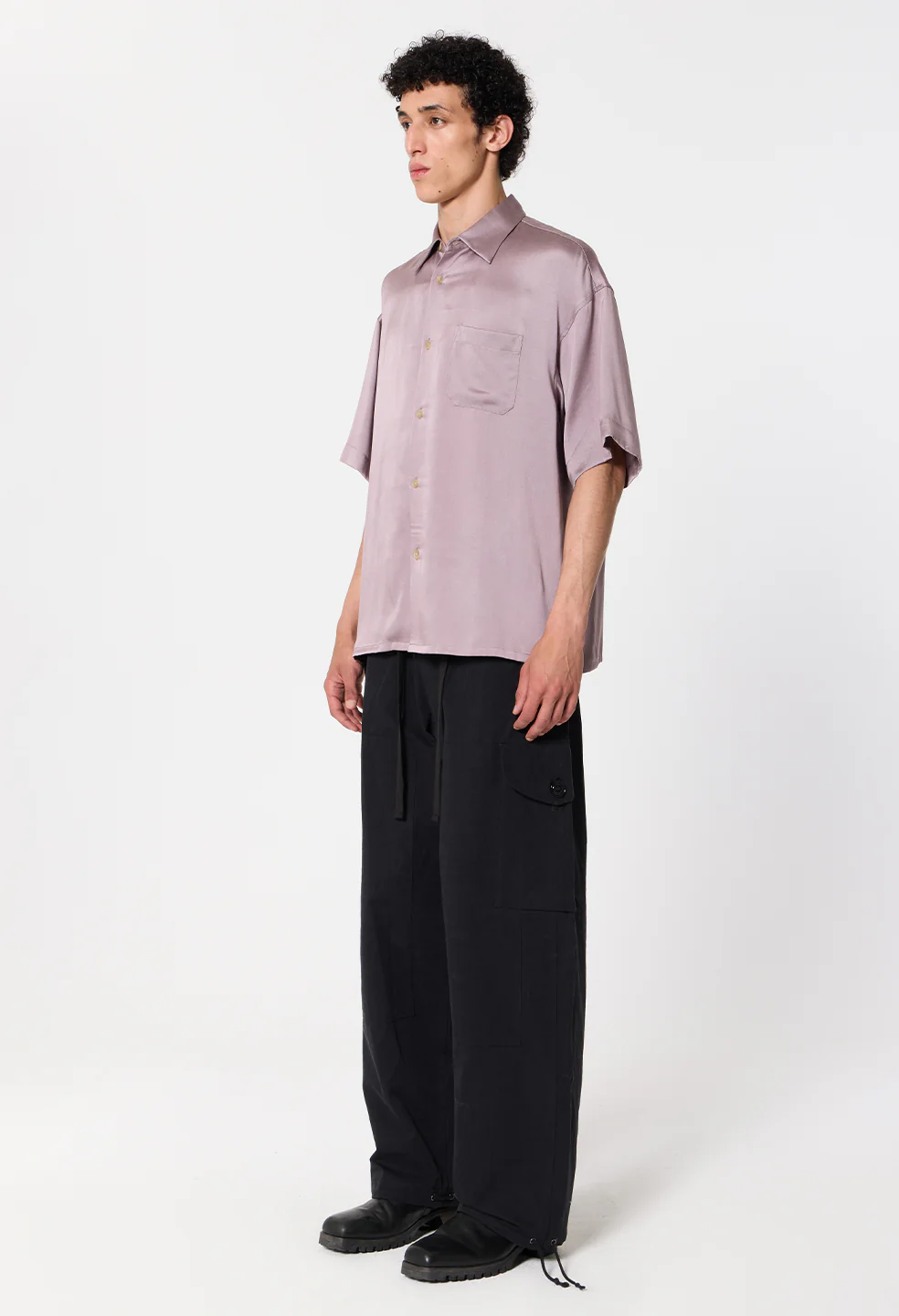 Brushed Silk Button Up / Plum - Image 5