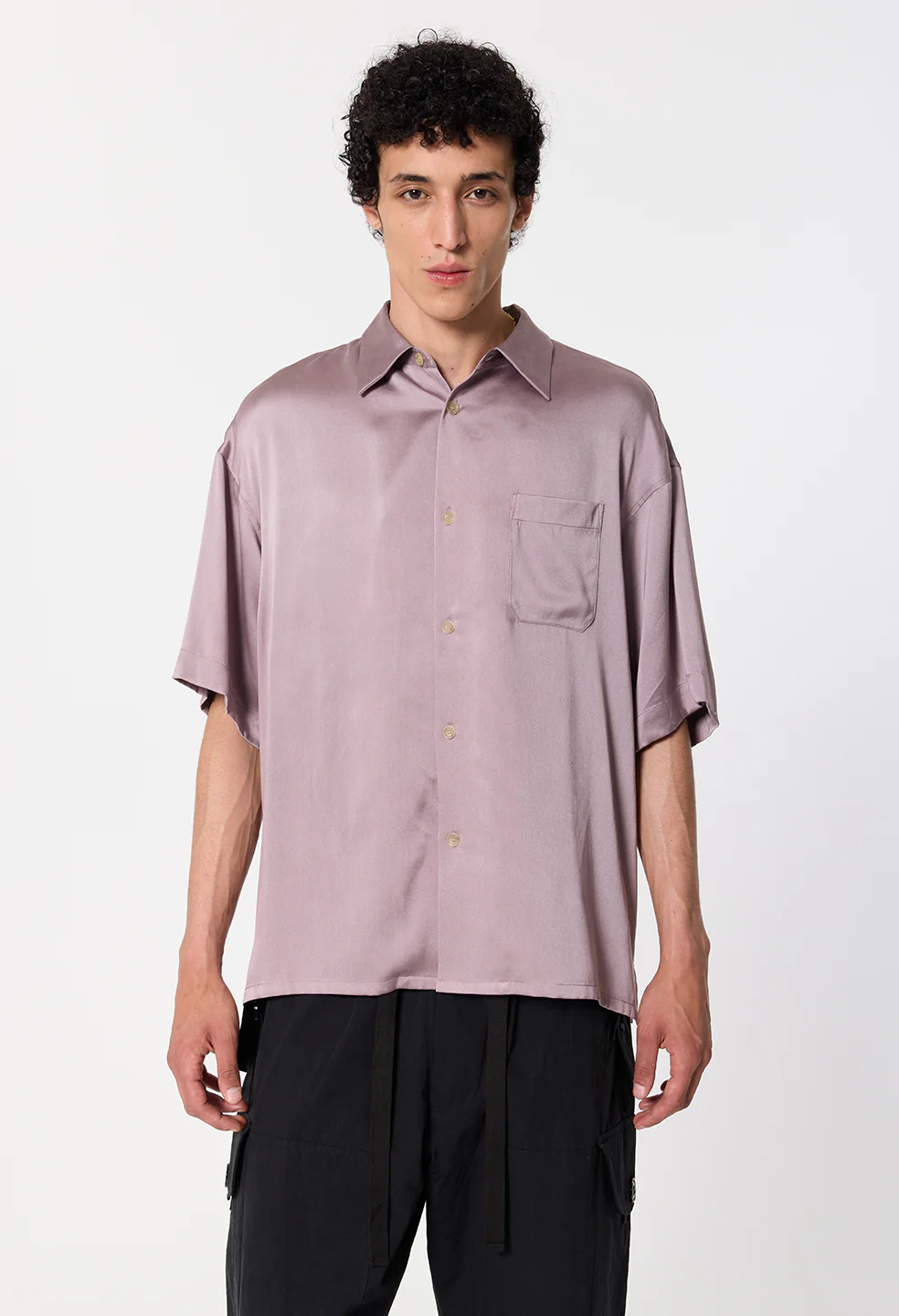 Brushed Silk Button Up / Plum - Image 7