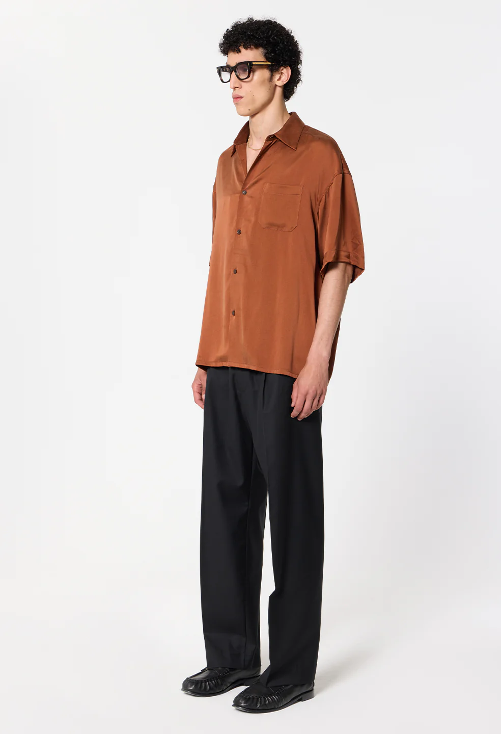 Brushed Silk Button Up / Rust - Image 6