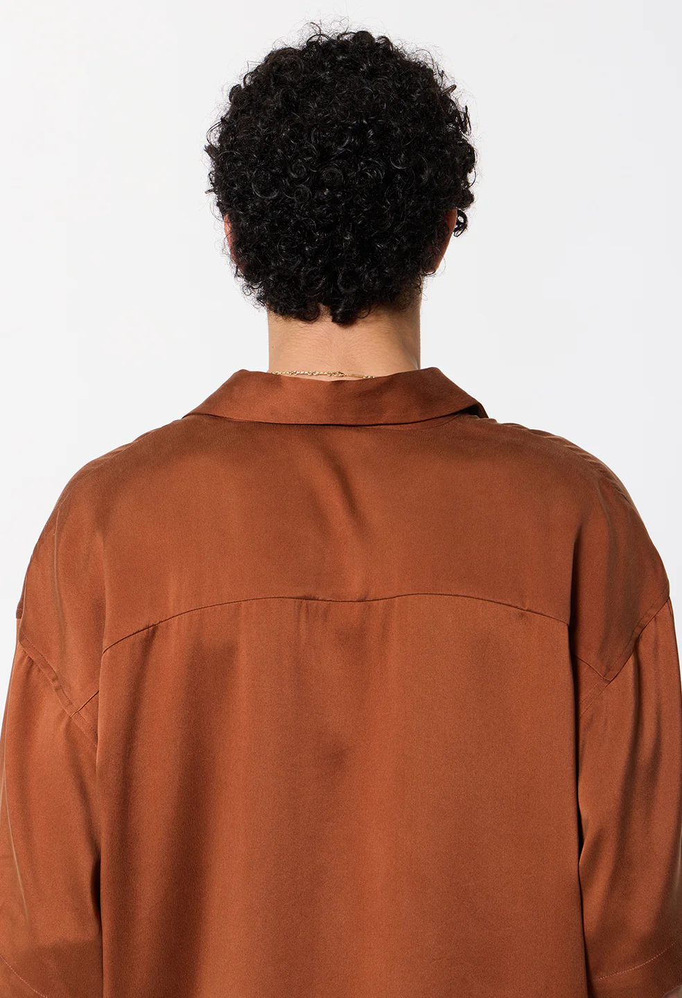 Brushed Silk Button Up / Rust - Image 9