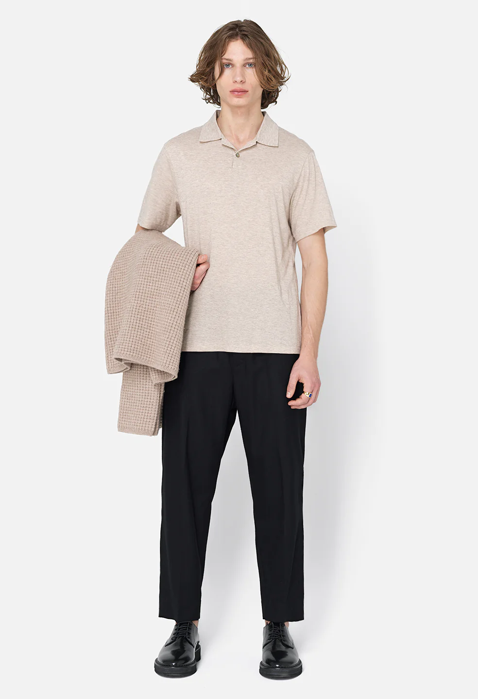 Cotton Cashmere Polo / Tan - Image 3