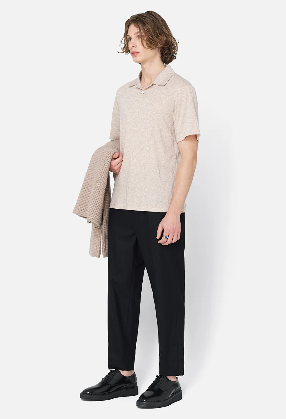 Cotton Cashmere Polo / Tan - Image 4
