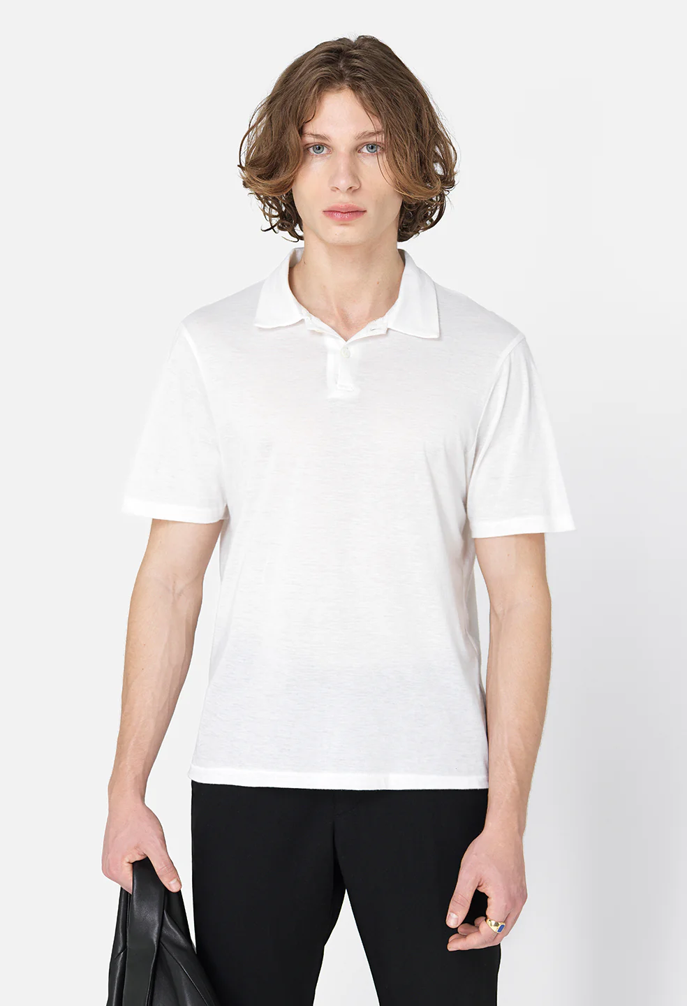 Cotton Cashmere Polo / White - Image 3