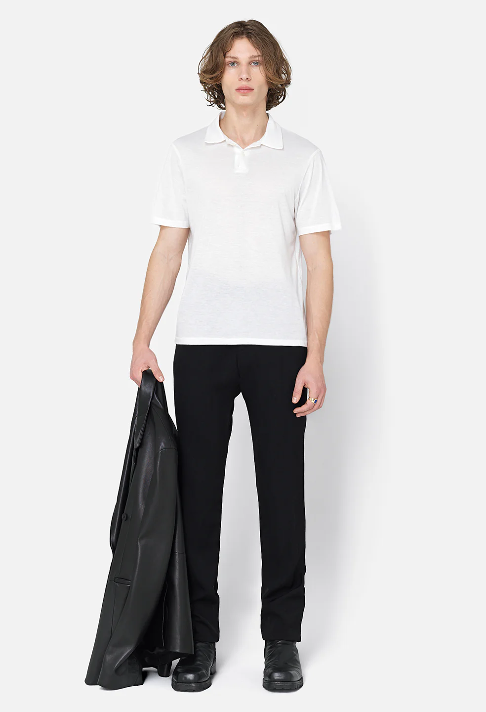 Cotton Cashmere Polo / White - Image 4