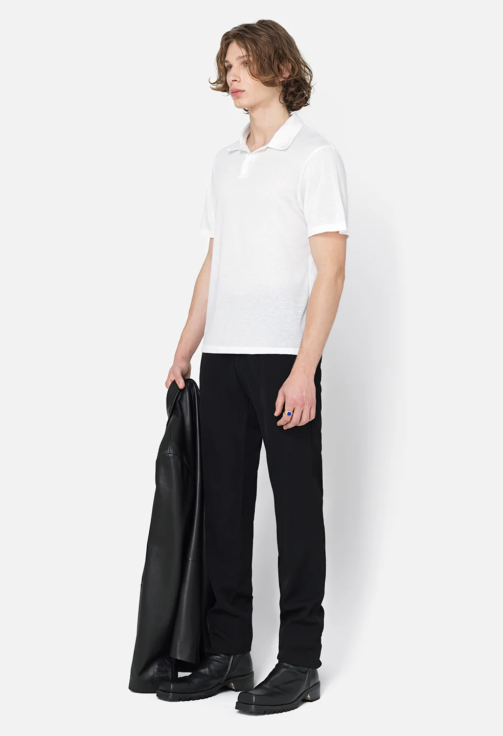 Cotton Cashmere Polo / White - Image 5