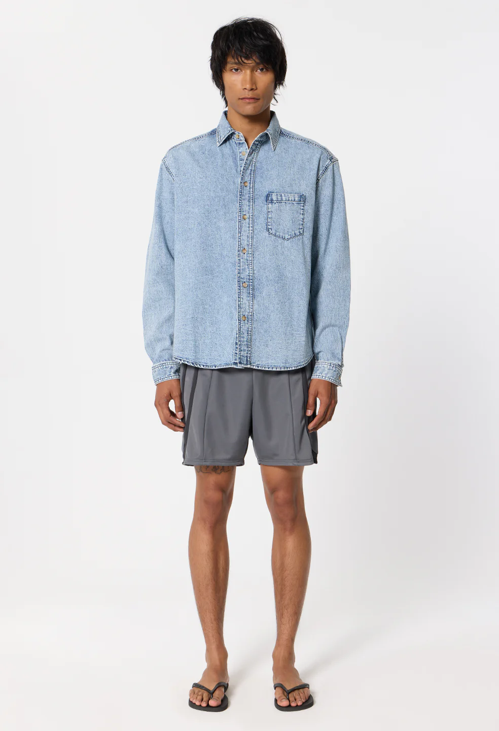 Denim Cloak Button Up / Acid Wash - Image 4