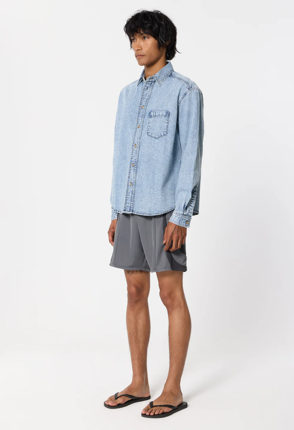 Denim Cloak Button Up / Acid Wash - Image 5