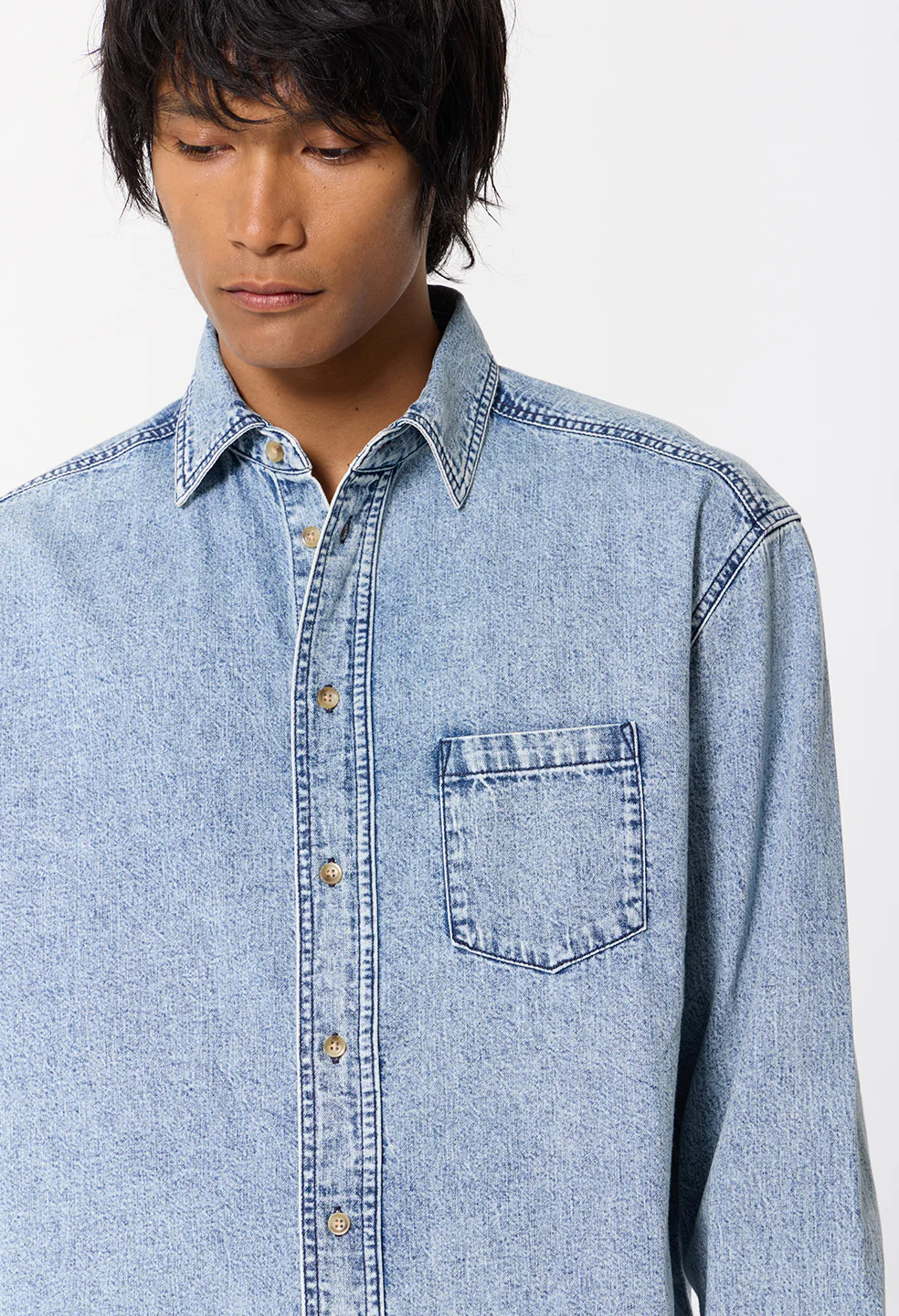 Denim Cloak Button Up / Acid Wash - Image 7