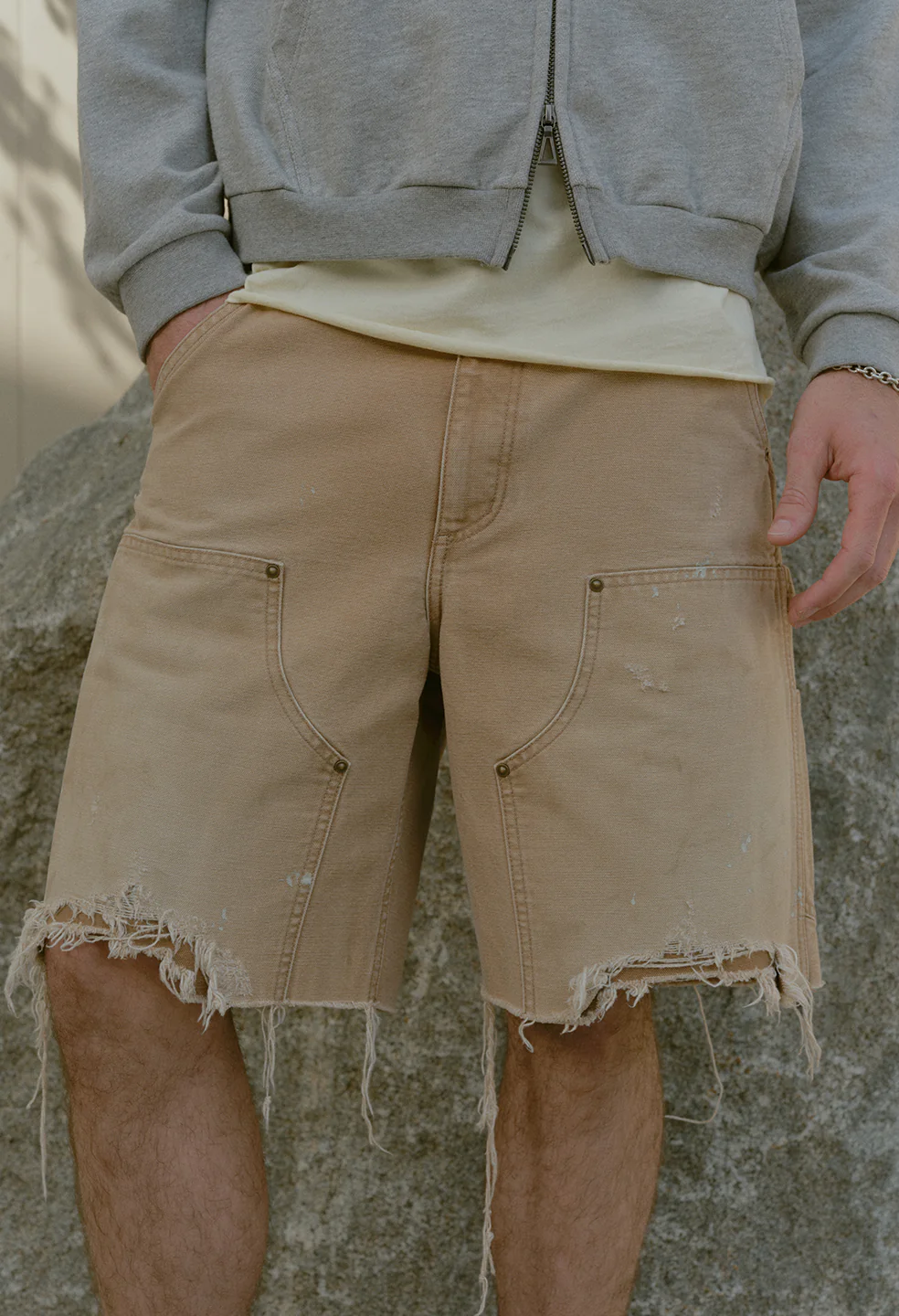 Desert Snow Cut-Off Work Short / Washed Camel - Image 2