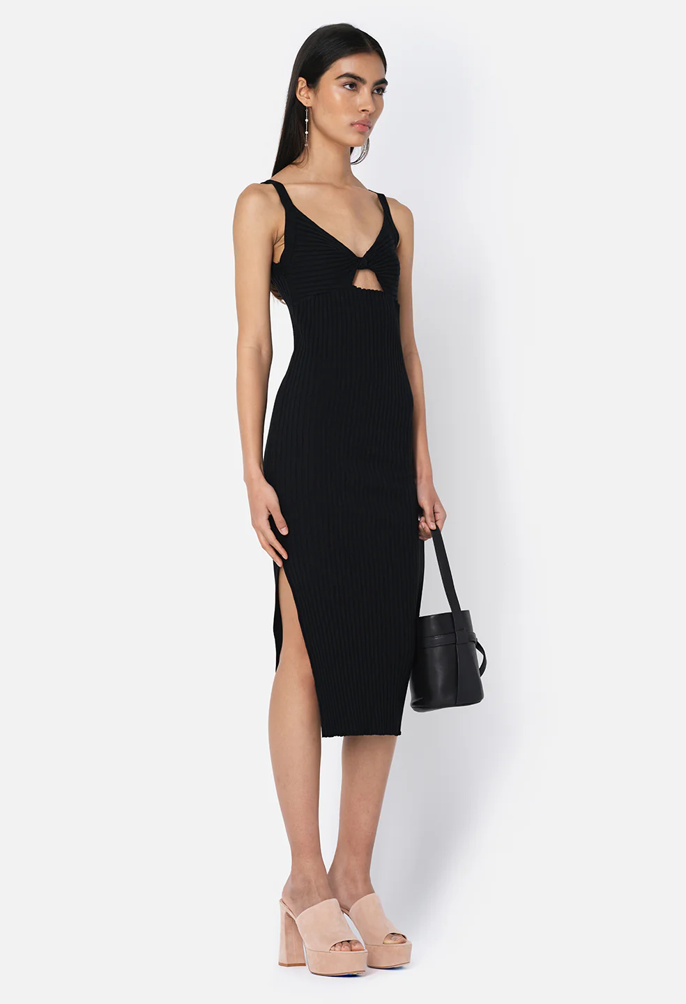 Ginza Rib Twist Dress / Black - Image 3