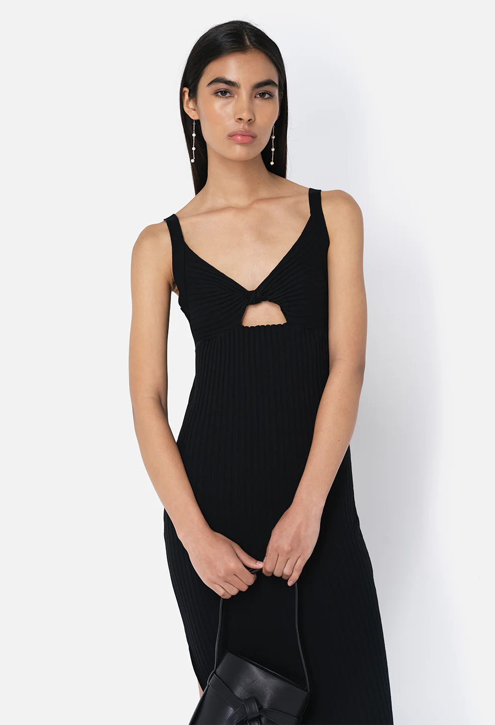 Ginza Rib Twist Dress / Black - Image 5