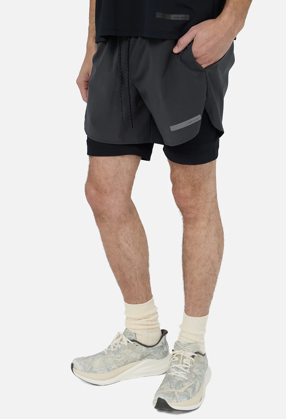 Grid-Mesh Sprint Shorts / Charcoal - Image 7