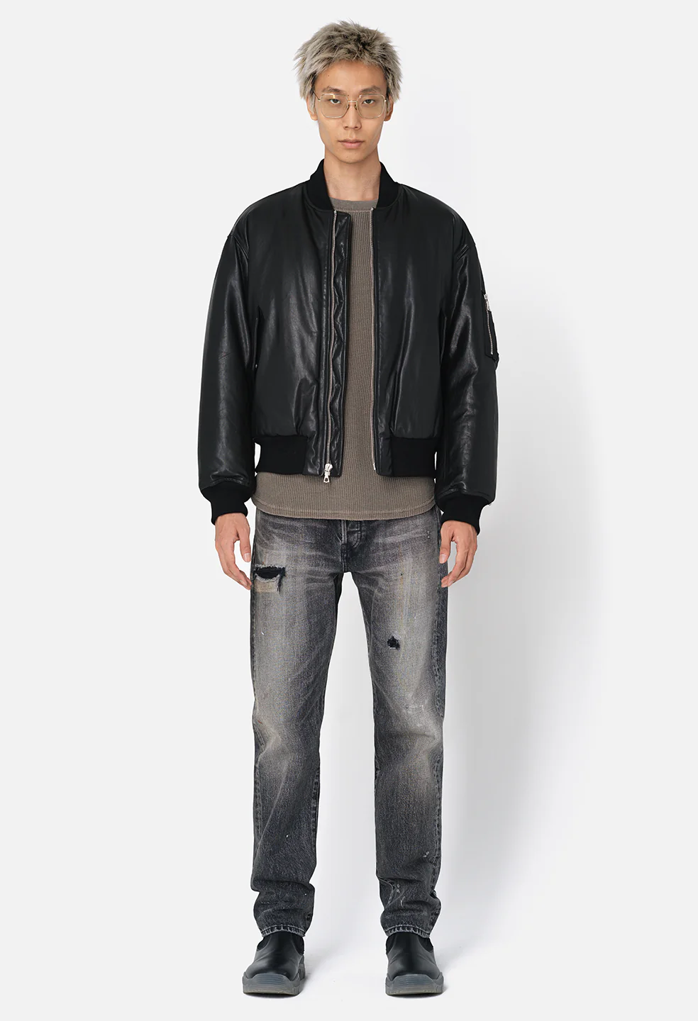 Leather Andes Bomber / Black - Image 4