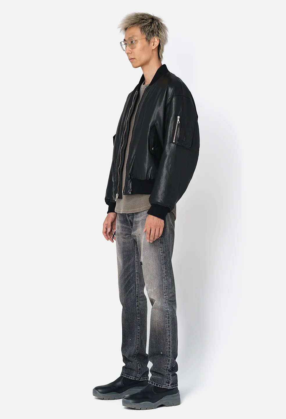Leather Andes Bomber / Black - Image 5