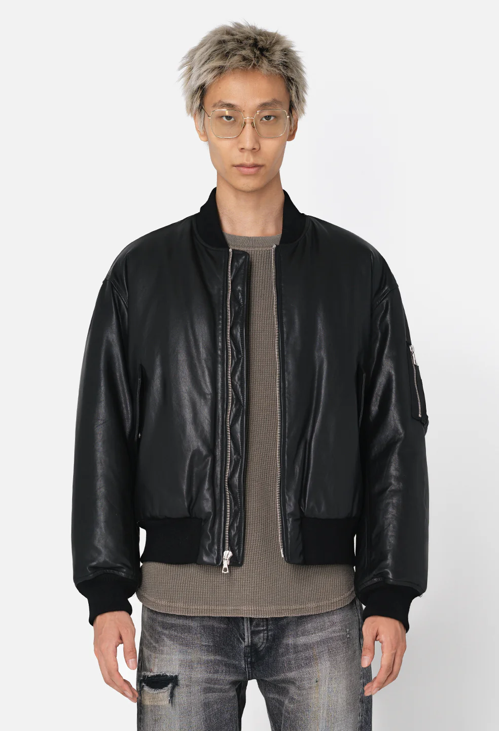 Leather Andes Bomber / Black - Image 7