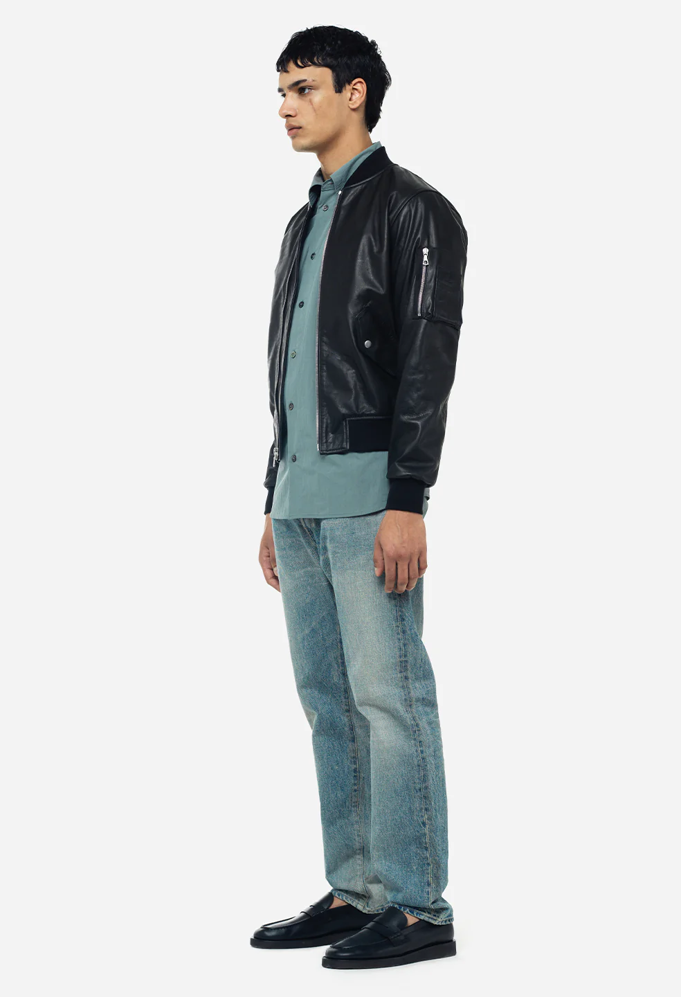 Leather Bogota Bomber / Black - Image 4
