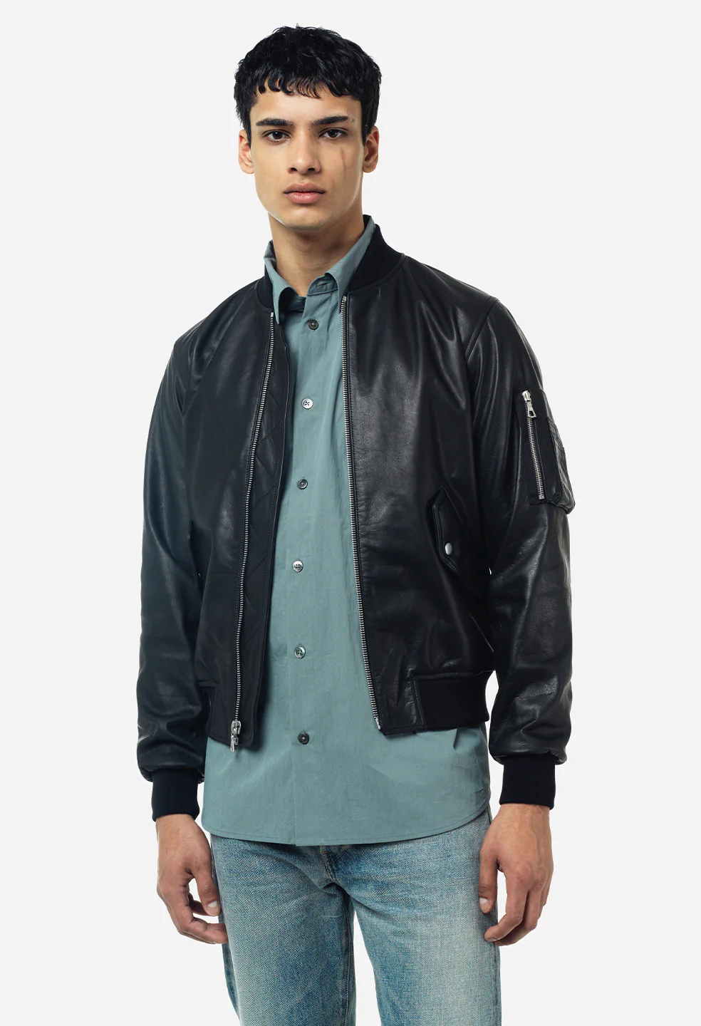 Leather Bogota Bomber / Black - Image 9