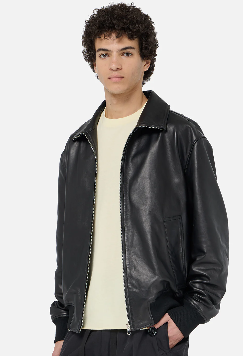 Leather Curson Bomber / Black - Image 2