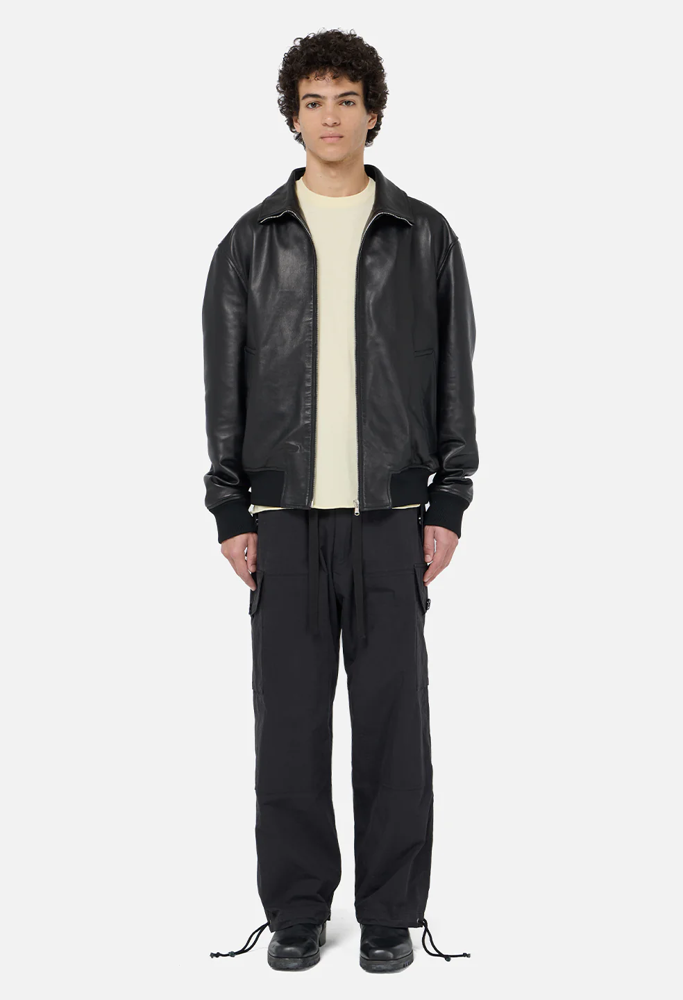 Leather Curson Bomber / Black - Image 3