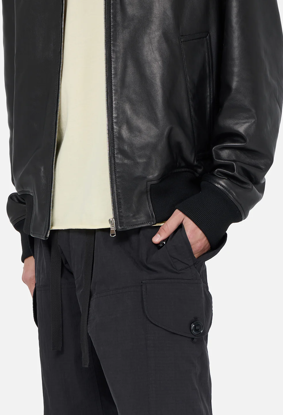 Leather Curson Bomber / Black - Image 4