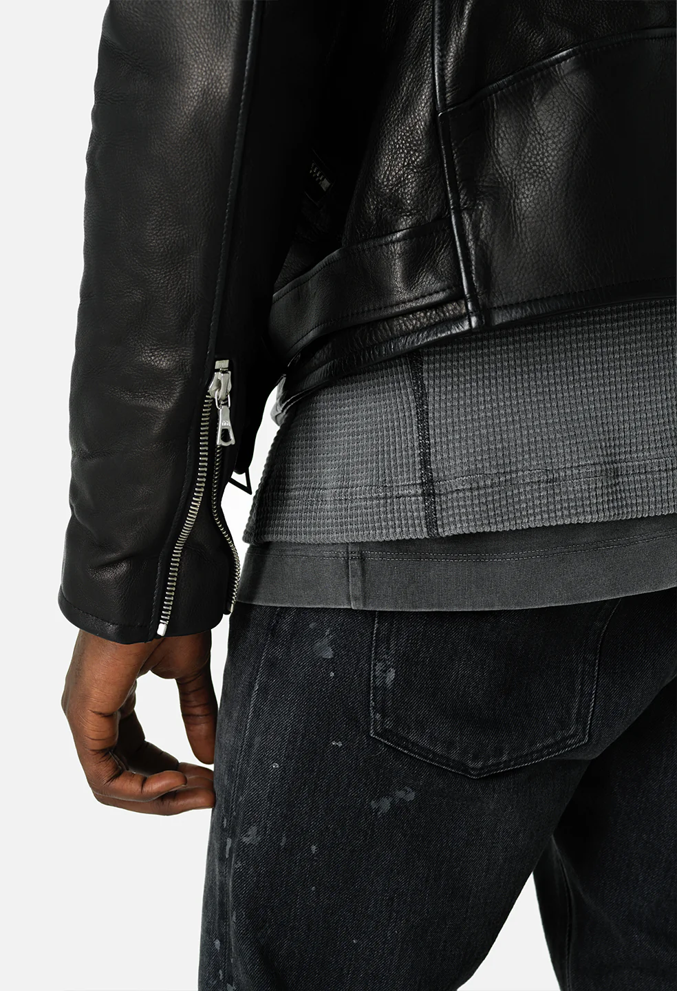 Leather Moto Jacket / Black - Image 13