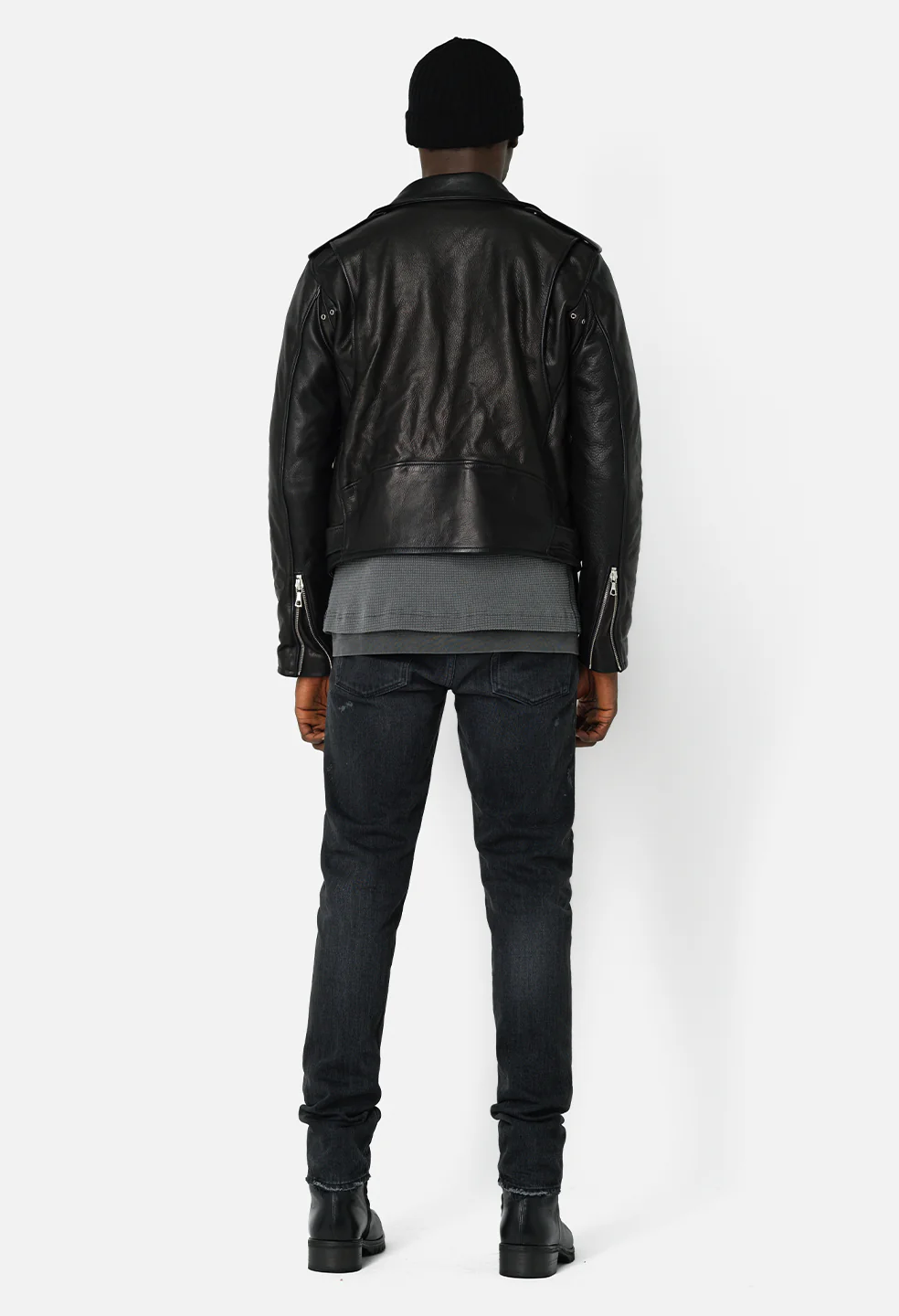 Leather Moto Jacket / Black - Image 5
