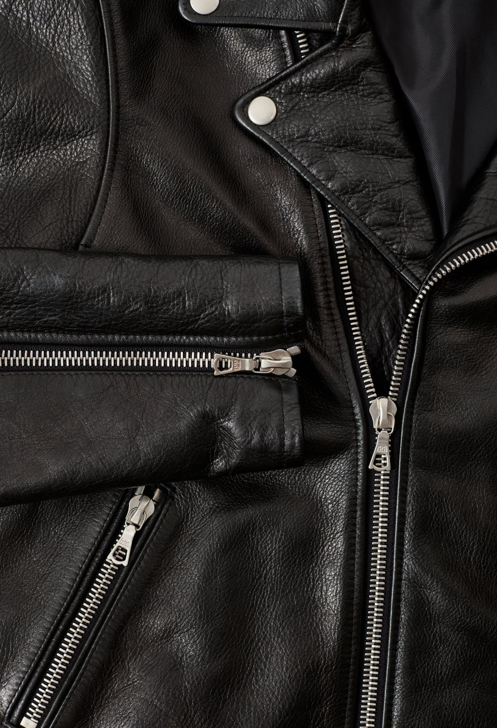 Leather Moto Jacket / Black - Image 7