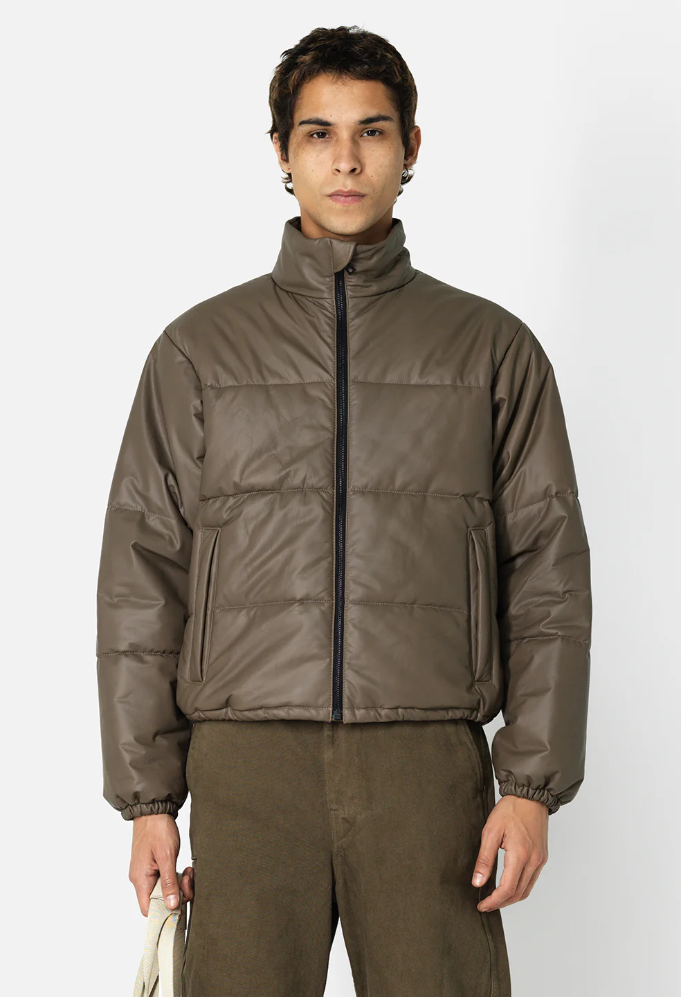 Leather Pico Puffer / Taupe - Image 5