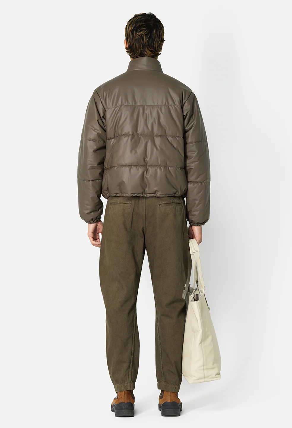 Leather Pico Puffer / Taupe - Image 6