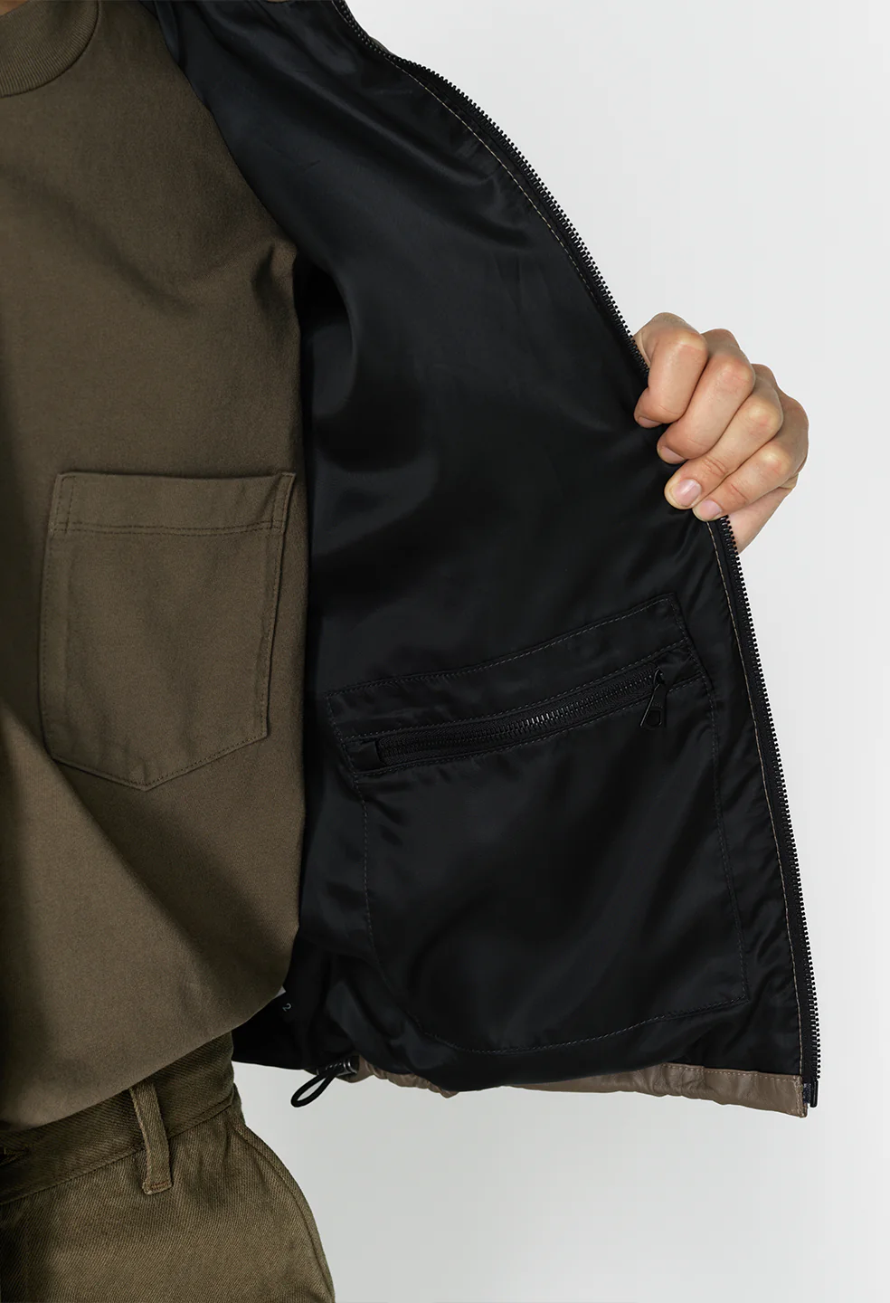 Leather Pico Puffer / Taupe - Image 7