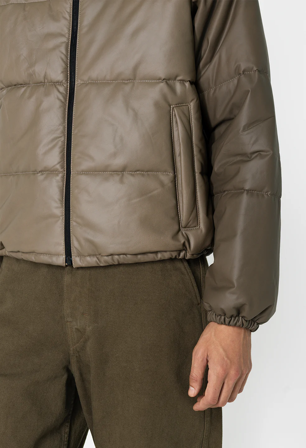 Leather Pico Puffer / Taupe - Image 9