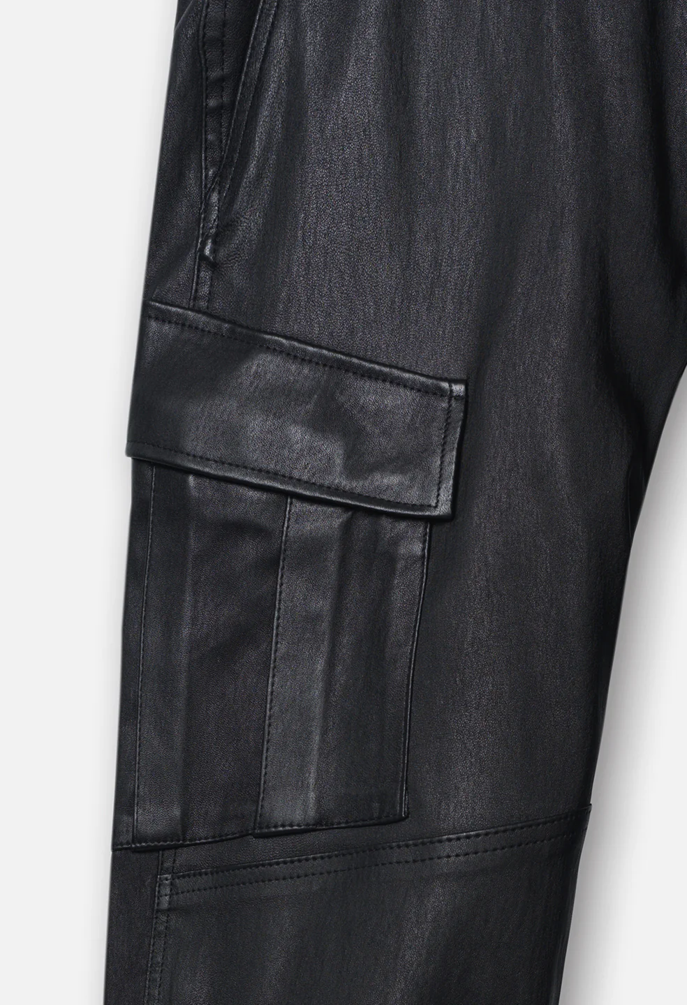 Leather Slim Tactical Cargo / Black - Image 3