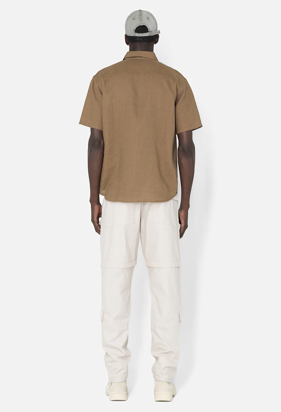 Linen SS Cloak Button Up / Brown - Image 5
