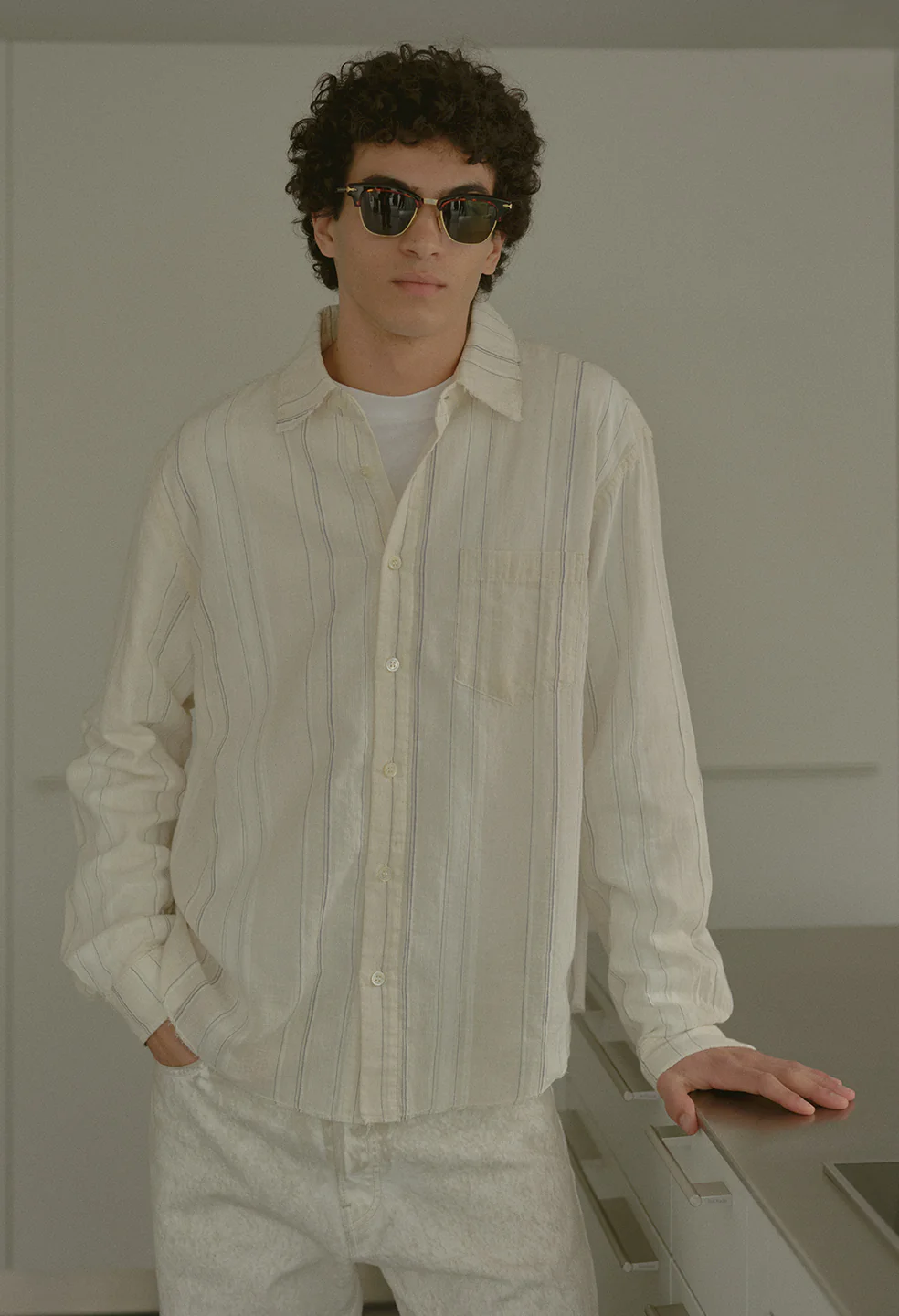 Raw Edge Cropped Cloak / Salt Stripe - Image 2