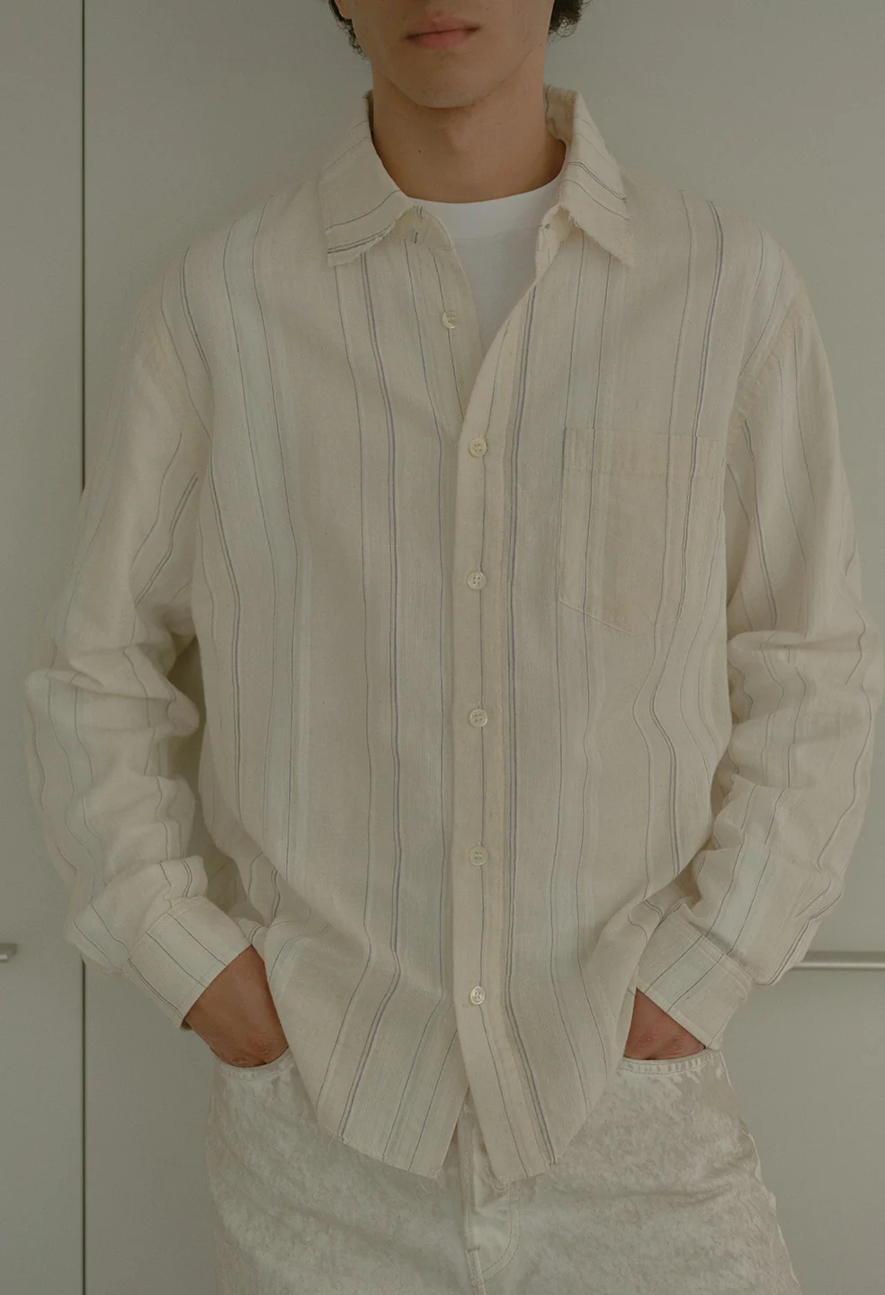 Raw Edge Cropped Cloak / Salt Stripe - Image 3