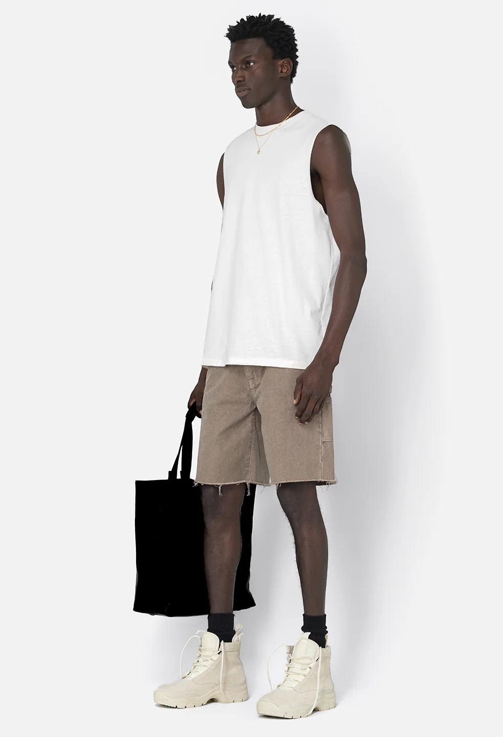 Recycled Cotton Campus Cut-Off Tee / Salt - Image 4
