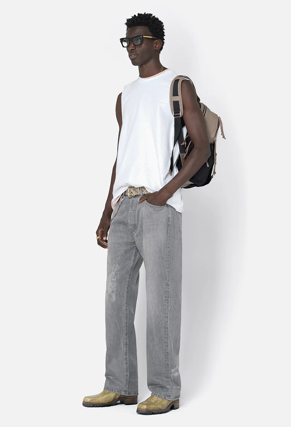 Recycled Cotton Campus Cut-Off Tee / White - Image 4