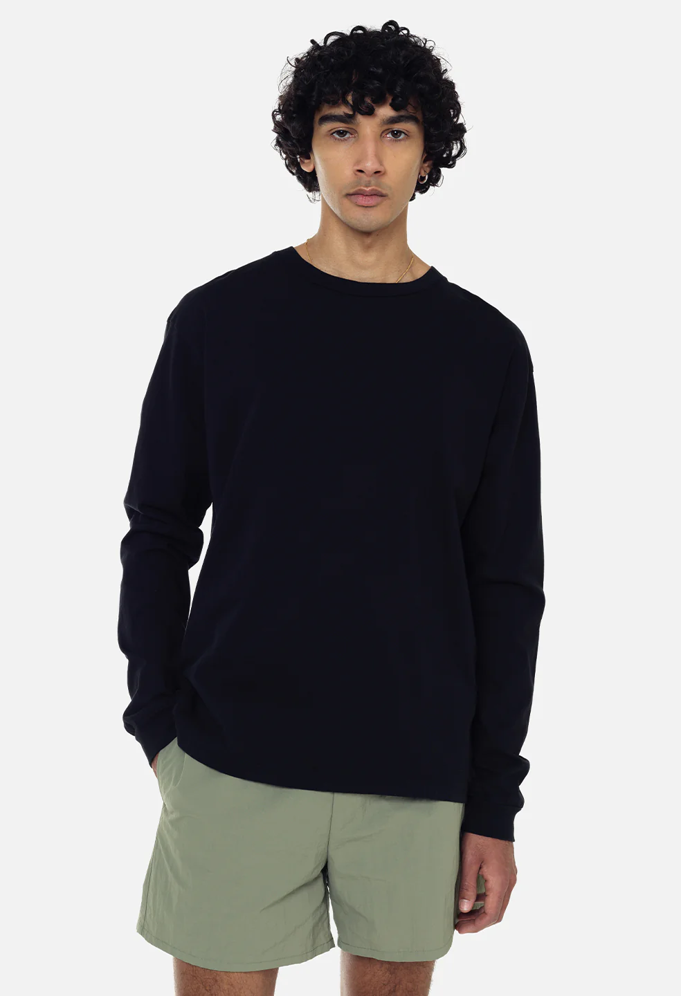 Recycled Cotton LS University Tee / Black - Image 5