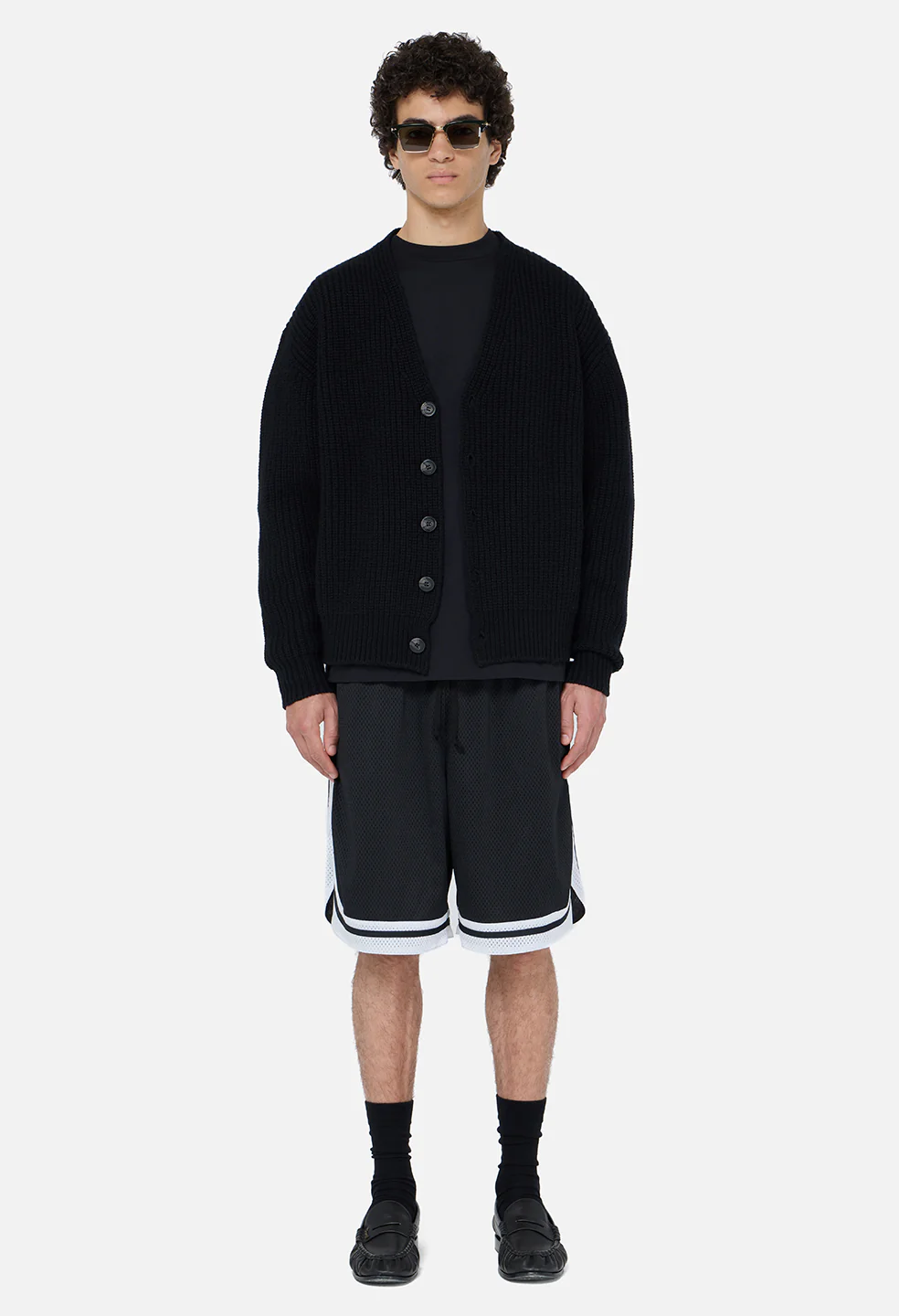 Shaolin Oversized Court Shorts / Black x White - Image 3