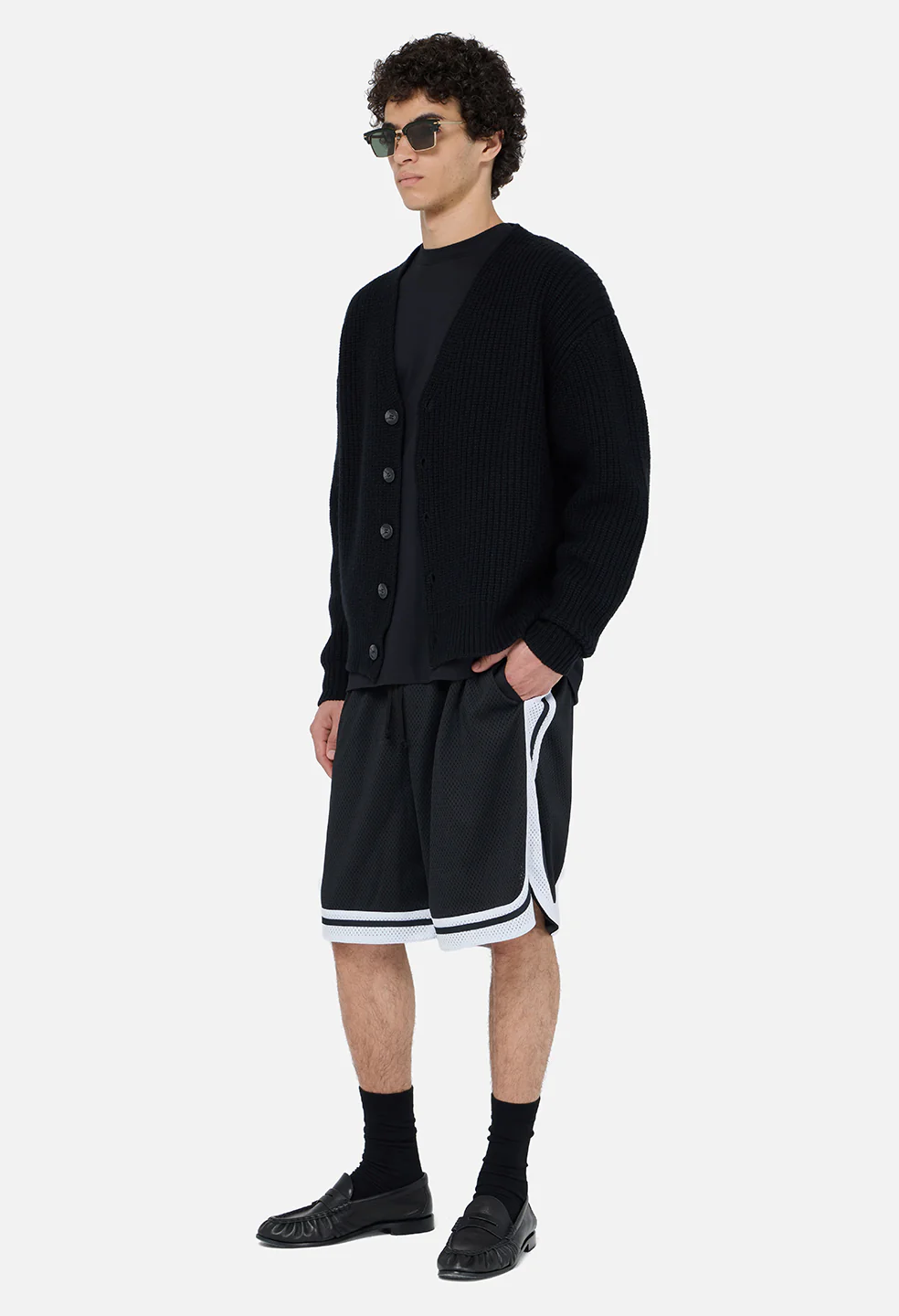Shaolin Oversized Court Shorts / Black x White - Image 4