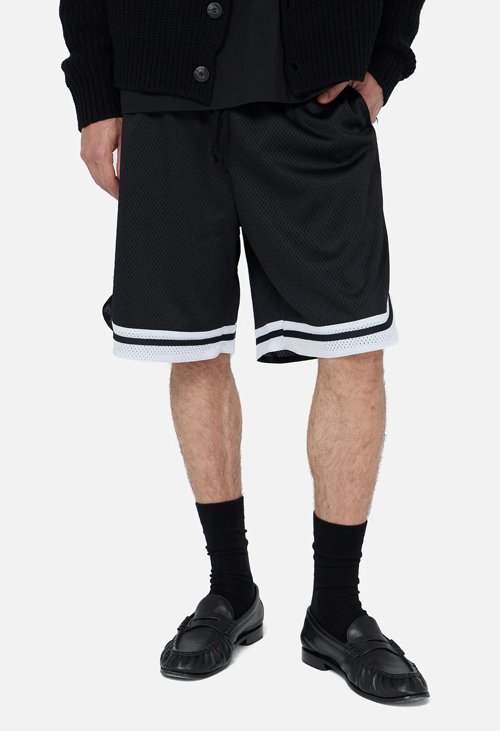 Shaolin Oversized Court Shorts / Black x White - Image 6