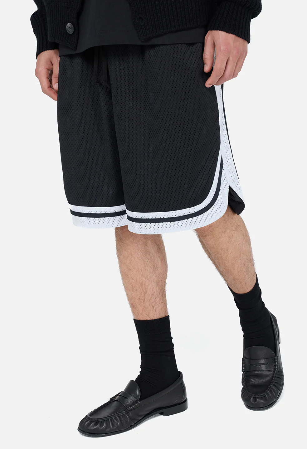 Shaolin Oversized Court Shorts / Black x White - Image 8